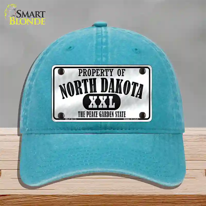 Property Of North Dakota Novelty License Plate Hat Unconstructed Cotton / Lake Blue