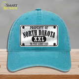 Property Of North Dakota Novelty License Plate Hat Unconstructed Cotton / Lake Blue