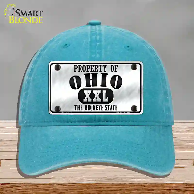 Property Of Ohio Novelty License Plate Hat Unconstructed Cotton / Lake Blue