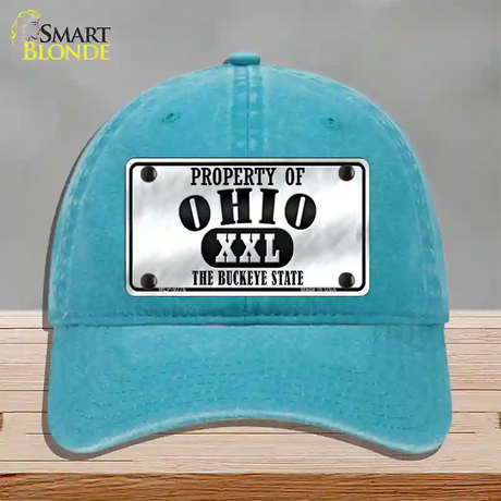 Property Of Ohio Novelty License Plate Hat Unconstructed Cotton / Lake Blue