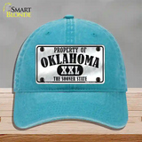 Property Of Oklahoma Novelty License Plate Hat Unconstructed Cotton / Lake Blue