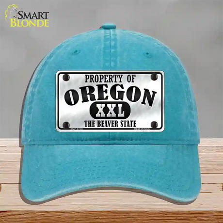 Property Of Oregon Novelty License Plate Hat Unconstructed Cotton / Lake Blue