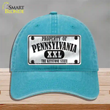 Property Of Pennsylvania Novelty License Plate Hat Unconstructed Cotton / Lake Blue