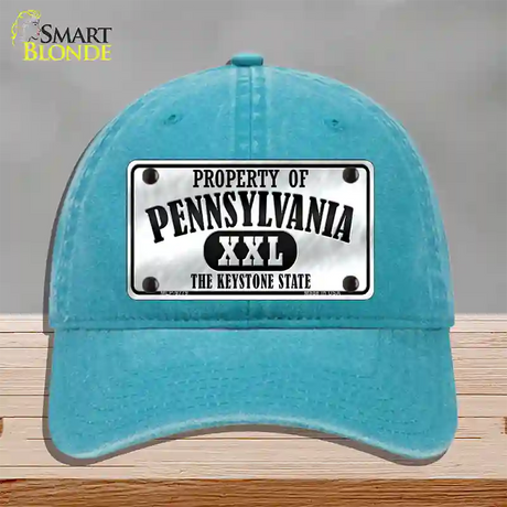 Property Of Pennsylvania Novelty License Plate Hat Unconstructed Cotton / Lake Blue