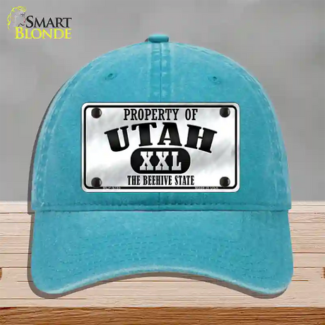 Property Of Utah Novelty License Plate Hat Unconstructed Cotton / Lake Blue