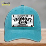 Property Of Vermont Novelty License Plate Hat Unconstructed Cotton / Lake Blue