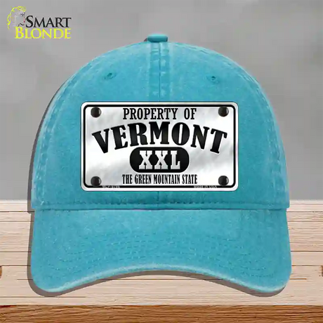 Property Of Vermont Novelty License Plate Hat Unconstructed Cotton / Lake Blue