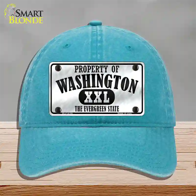 Property Of Washington Novelty License Plate Hat Unconstructed Cotton / Lake Blue