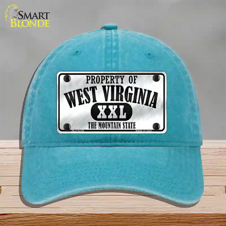 Property Of West Virginia Novelty License Plate Hat Unconstructed Cotton / Lake Blue