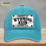 Property Of Wyoming Novelty License Plate Hat Unconstructed Cotton / Lake Blue