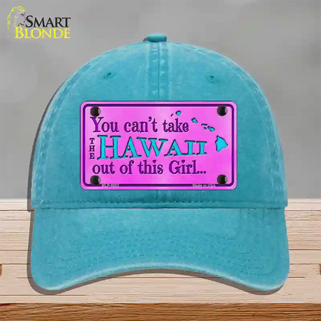 Hawaii Girl Novelty License Plate Hat Unconstructed Cotton / Lake Blue