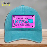 Iowa Girl Novelty License Plate Hat Unconstructed Cotton / Lake Blue