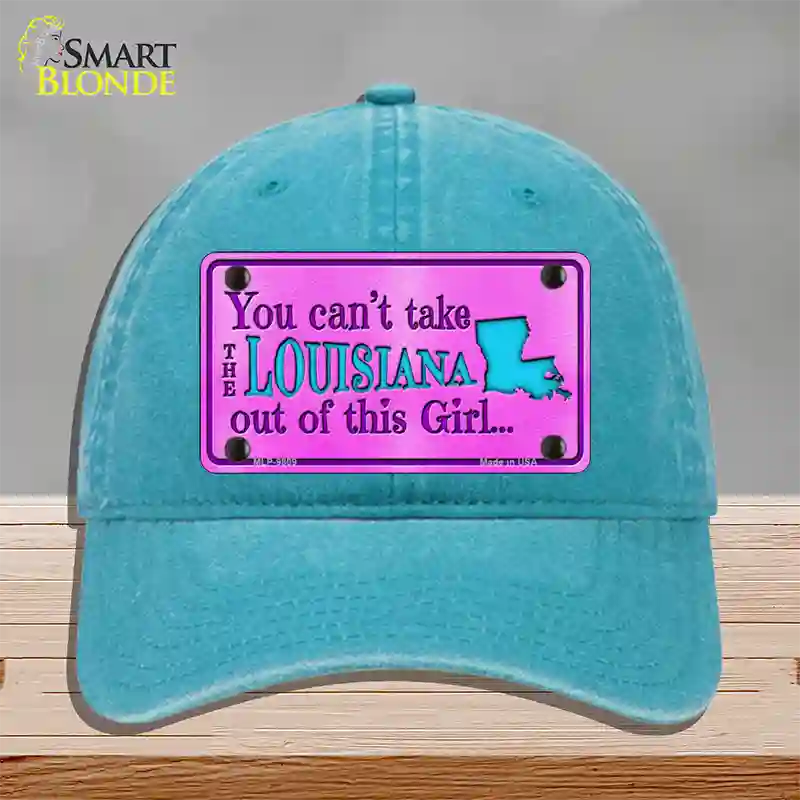 Louisiana Girl Novelty License Plate Hat Unconstructed Cotton / Lake Blue