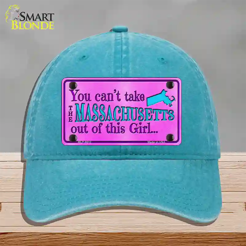 Massachusetts Girl Novelty License Plate Hat Unconstructed Cotton / Lake Blue