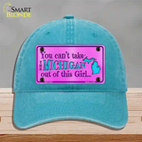 Michigan Girl Novelty License Plate Hat Unconstructed Cotton / Lake Blue