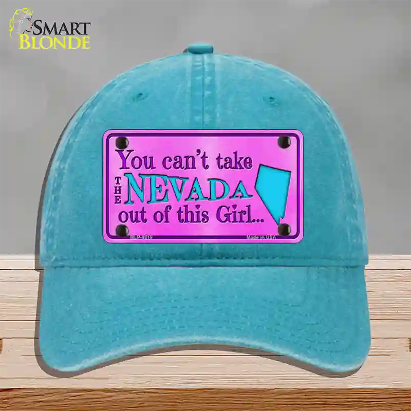 Nevada Girl Novelty License Plate Hat Unconstructed Cotton / Lake Blue