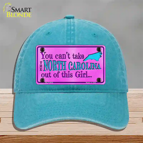 North Carolina Girl Novelty License Plate Hat Unconstructed Cotton / Lake Blue