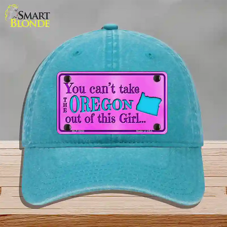 Oregon Girl Novelty License Plate Hat Unconstructed Cotton / Lake Blue