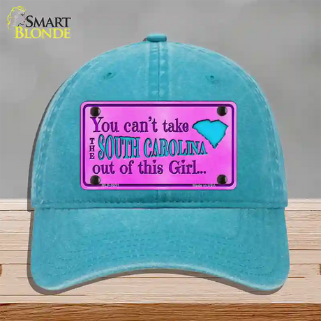 South Carolina Girl Novelty License Plate Hat Unconstructed Cotton / Lake Blue