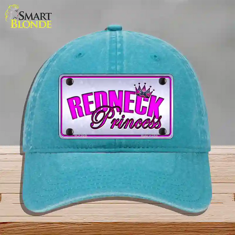 Princess Redneck Novelty License Plate Hat Unconstructed Cotton / Lake Blue