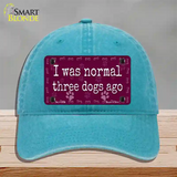 Three Dogs Ago Novelty License Plate Hat Unconstructed Cotton / Lake Blue