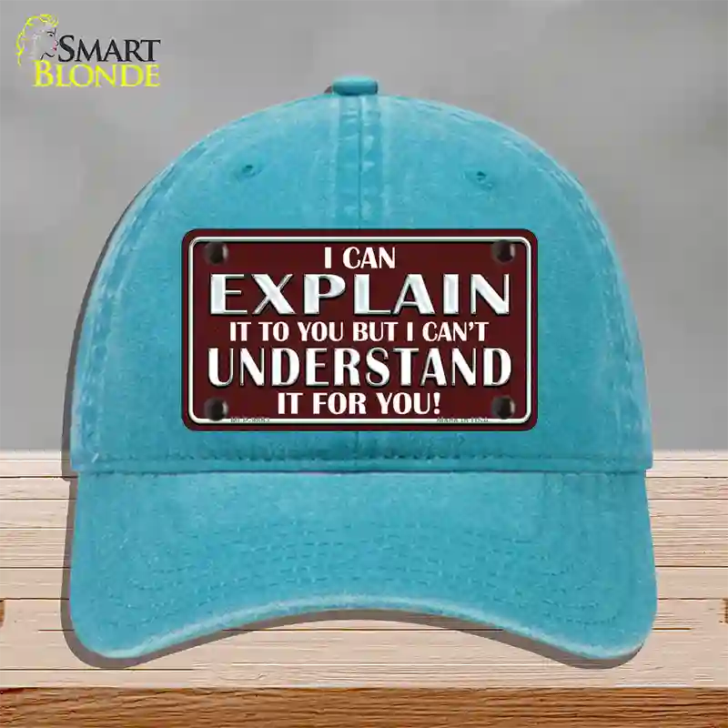 I Can Explain Novelty License Plate Hat Unconstructed Cotton / Lake Blue