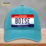 Boise Idaho Novelty License Plate Hat Unconstructed Cotton / Lake Blue