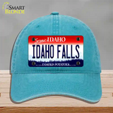 Idaho Falls Idaho Novelty License Plate Hat Unconstructed Cotton / Lake Blue