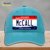 McCall Idaho Novelty License Plate Hat Unconstructed Cotton / Lake Blue