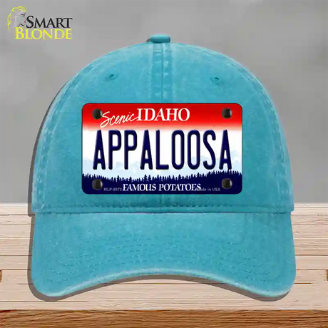 Appaloosa Idaho Novelty License Plate Hat Unconstructed Cotton / Lake Blue