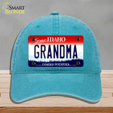 Grandma Idaho Novelty License Plate Hat Unconstructed Cotton / Lake Blue