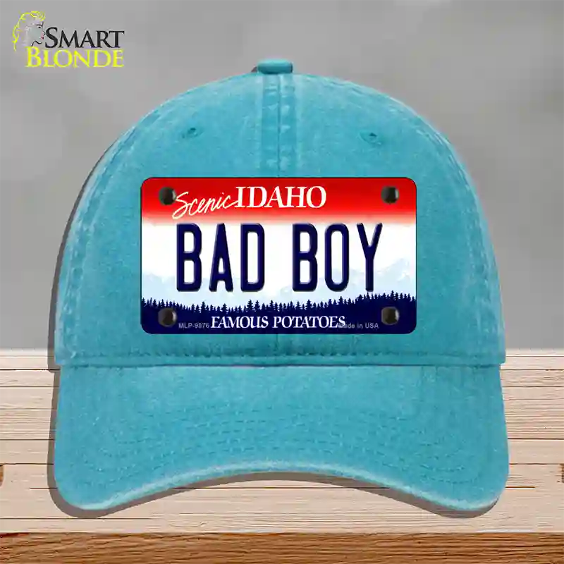 Bad Boy Idaho Novelty License Plate Hat Unconstructed Cotton / Lake Blue