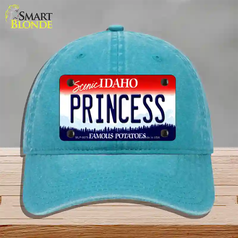 Princess Idaho Novelty License Plate Hat Unconstructed Cotton / Lake Blue