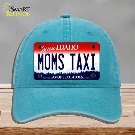 Moms Taxi Idaho Novelty License Plate Hat Unconstructed Cotton / Lake Blue