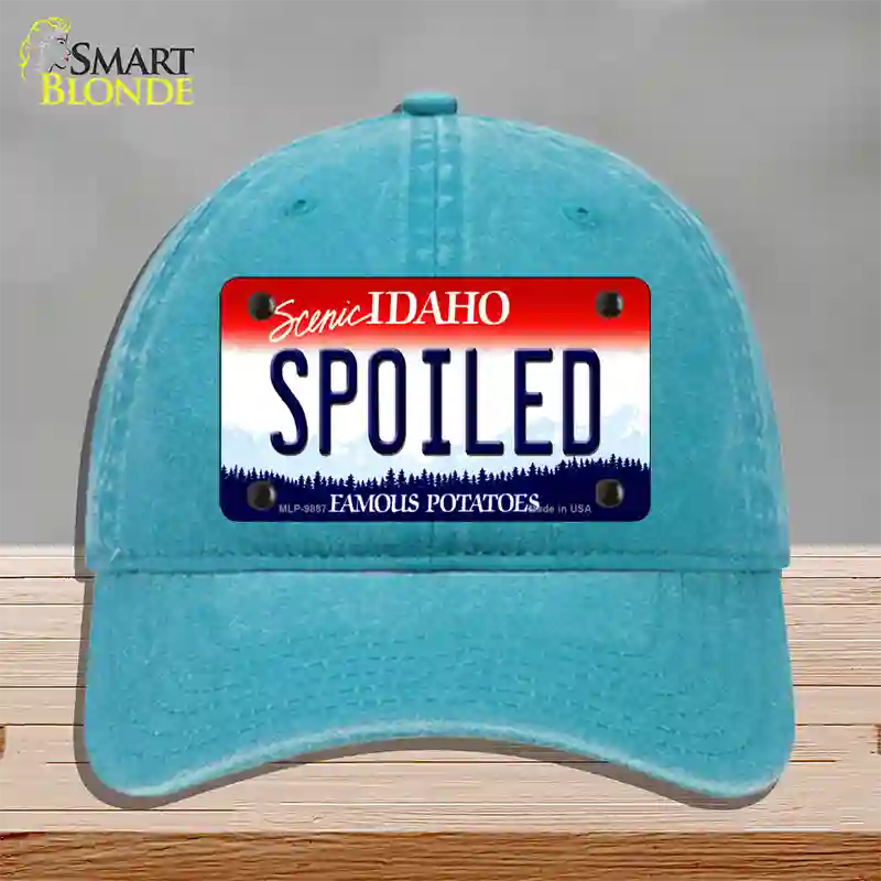 Spoiled Idaho Novelty License Plate Hat Unconstructed Cotton / Lake Blue