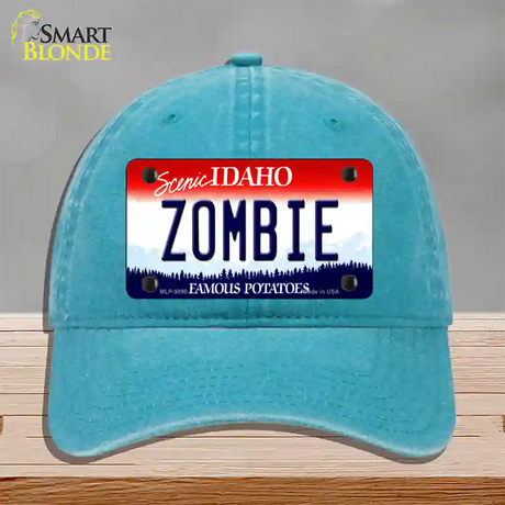 Zombie Idaho Novelty License Plate Hat Unconstructed Cotton / Lake Blue