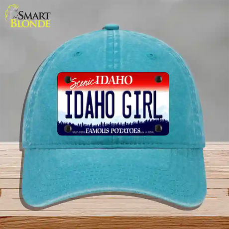 Idaho Girl Idaho Novelty License Plate Hat Unconstructed Cotton / Lake Blue