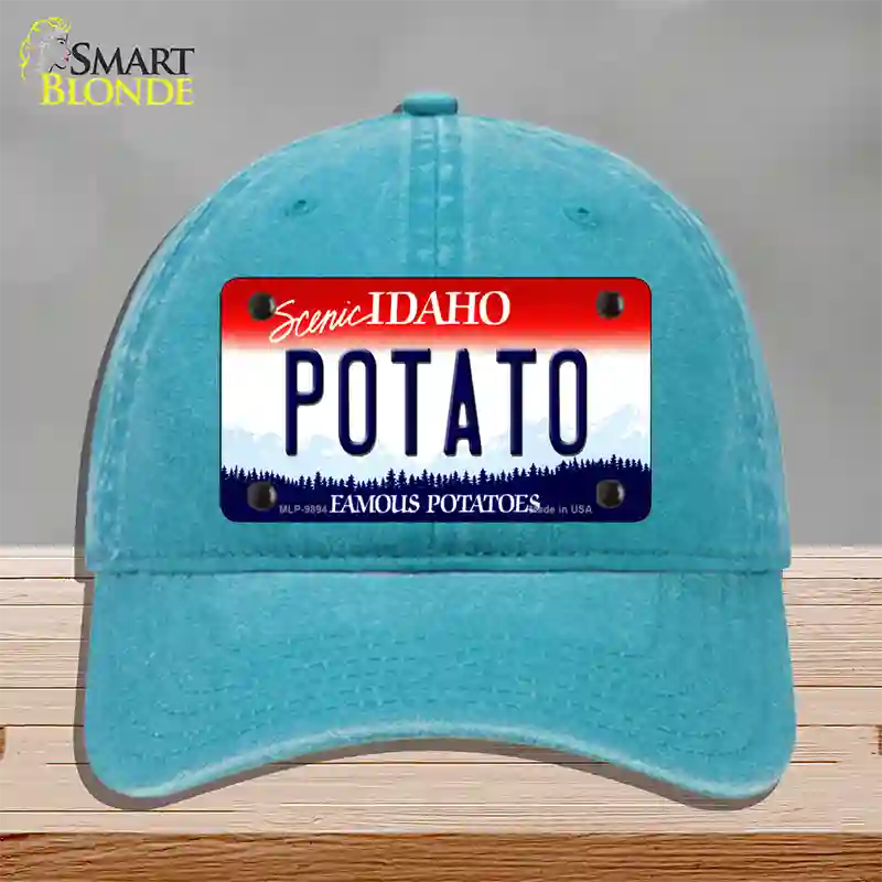 Potato Idaho Novelty License Plate Hat Unconstructed Cotton / Lake Blue