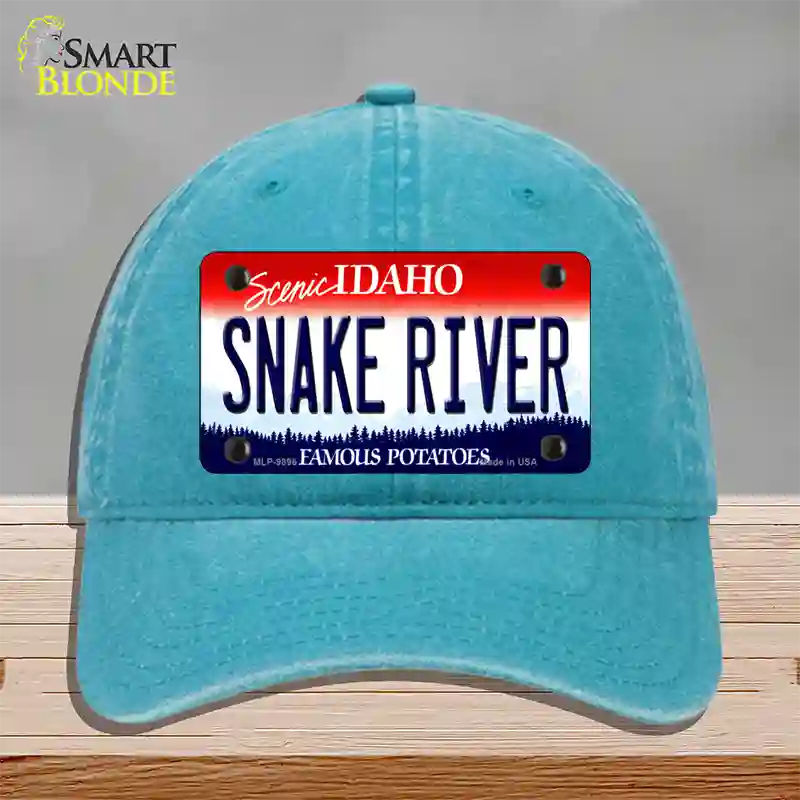 Snake River Idaho Novelty License Plate Hat Unconstructed Cotton / Lake Blue