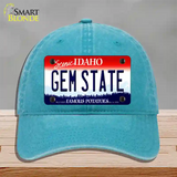 Gem State Idaho Novelty License Plate Hat Unconstructed Cotton / Lake Blue