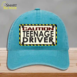 Caution Teenage Driver Novelty License Plate Hat Unconstructed Cotton / Lake Blue