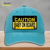 Caution Baby On Board Novelty License Plate Hat Unconstructed Cotton / Lake Blue