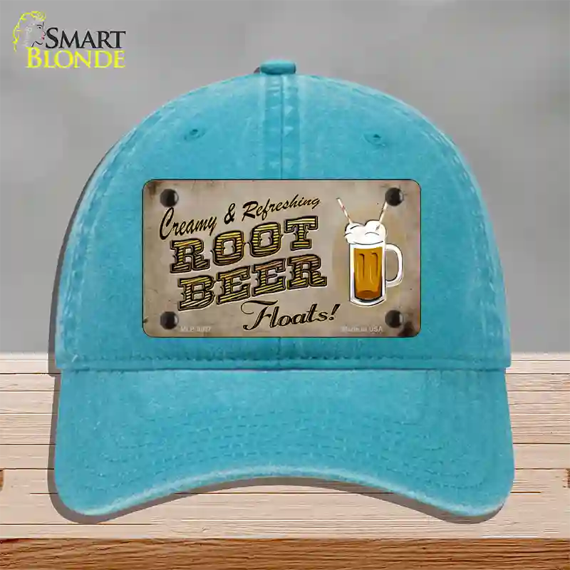 Root Beer Floats Novelty License Plate Hat Unconstructed Cotton / Lake Blue