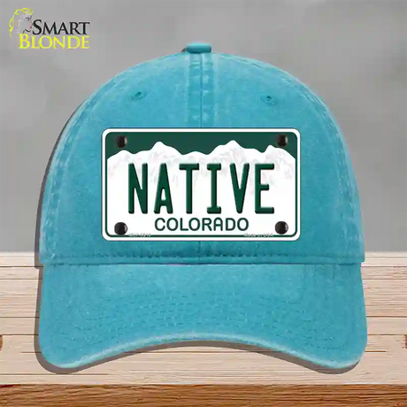 Native Colorado Novelty License Plate Hat Unconstructed Cotton / Lake Blue