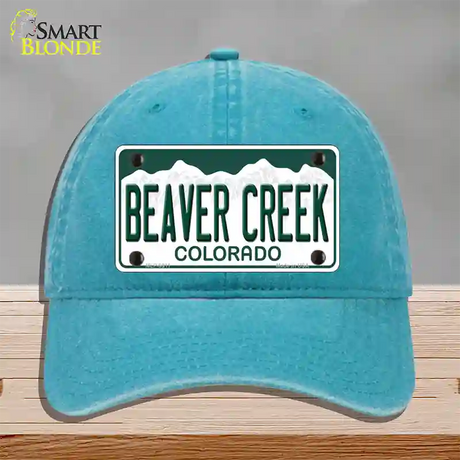 Beaver Creek Colorado Novelty License Plate Hat Unconstructed Cotton / Lake Blue