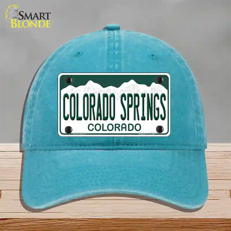 Colorado Springs Colorado Novelty License Plate Hat Unconstructed Cotton / Lake Blue