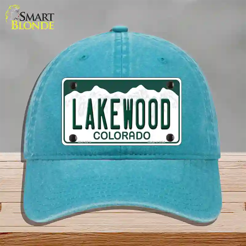 Lakewood Colorado Novelty License Plate Hat Unconstructed Cotton / Lake Blue