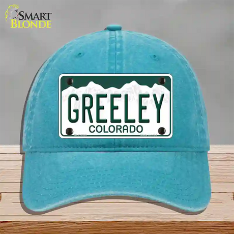 Greeley Colorado Novelty License Plate Hat Unconstructed Cotton / Lake Blue