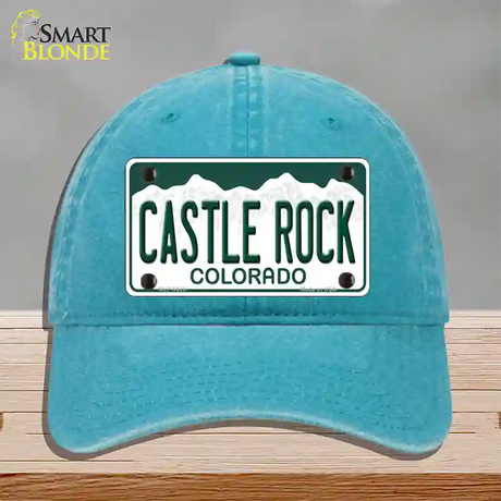 Castle Rock Colorado Novelty License Plate Hat Unconstructed Cotton / Lake Blue