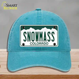 Snowmass Colorado Novelty License Plate Hat Unconstructed Cotton / Lake Blue